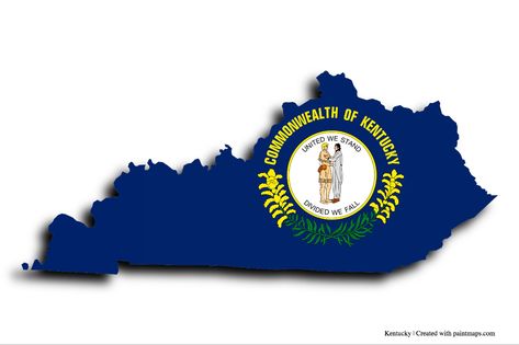 Flag of Kentucky (on Kentucky map) Kentucky Flag, Kentucky Map, Shadow Effect, Photo Maps, The Shadow, The Shape, Kentucky, Flag, Map