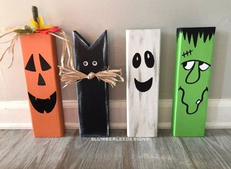 Wooden Halloween Decorations, Fall Wood Crafts, Halloween Wood Crafts, Toms River Nj, Manualidades Halloween, Halloween Crafts Decorations, Fall Halloween Crafts, Fall Crafts Diy, Halloween Monster