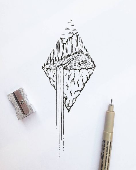 minimal waterfall tattoo 심플한 그림, Dotwork Tattoo, Drawing Eyes, Geometric Drawing, Drawing Faces, Tattoo Sketch, Diy Tattoo, Eye Tutorial, Nature Drawing