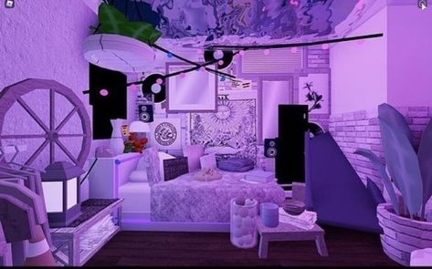 Bloxburg Bedroom Ideas Purple, Bloxburg House Ideas Y2k, House Decorating Ideas Bathroom, Bloxblug House, Bathroom Lake House, Bathroom Feng Shui, Bloxburg Designs, Indie Rooms, Feng Shui Bathroom