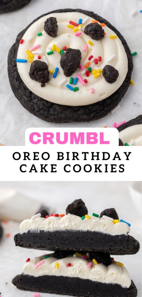 Pride Month Baked Goods, Spring Baked Goods, Unhealthy Desserts, Crumbl Copycat, Oreo Birthday Cake, Birthday Cake Cookies, Crumble Cookie Recipe, Baking Challenge, Cookies Dough