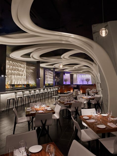 STK Toronto - DesignAgency Ceiling Display, New York Las Vegas, Bar Ceiling, Bar Ceilings, Cloud Gate, Restaurant Design, Design Firms, Cosmopolitan, Night Club