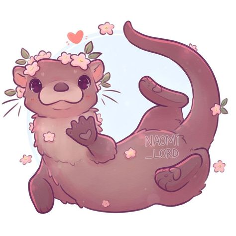 Cute Otters Drawing, Kawaii Otter, Naomi Lord, Otter Drawing, Otter Illustration, Otter Art, Cute Moth, Cuadros Star Wars, Cute Animal Drawings Kawaii