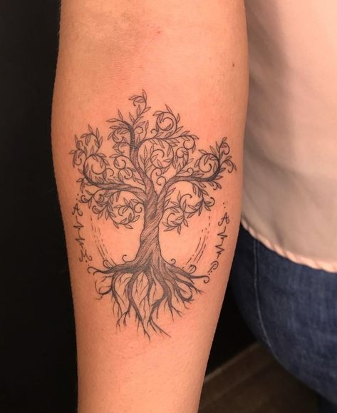 Small Tree Of Life Tattoo For Women, March Tattoos, Oak Tree Tattoo Small, Goth Tatoos, Holly Tattoo, Earthy Tattoos, Family Tree Tattoo, Health Tattoo, Hourglass Tattoo