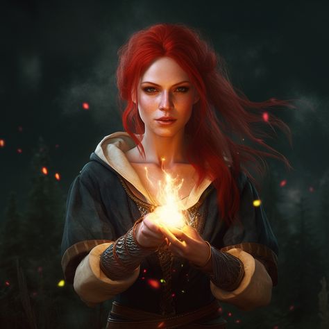 Red Hair Elf, Sorceress Art, Fiery Red Hair, Witch Drawing, Fantasy Witch, Medieval Woman, Red Hair Woman, Witcher 3 Wild Hunt, Dark Red Hair