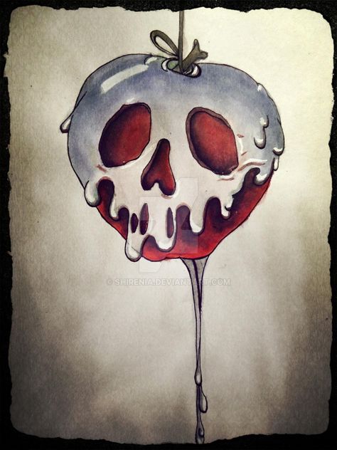 Snow White Drawing, Apple Snow, Snow White Poison Apple, Apple Tattoo, Snow White Apple, Poisoned Apple, Disney Sleeve, Fall Drawings, Apple Painting