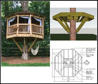 Hexagon Treehouse, Treehouse Platform, Tree House Playground, Treehouse Plans, Adult Tree House, Backyard Fort, Tree House Ideas, Treehouse Ideas, Beautiful Tree Houses