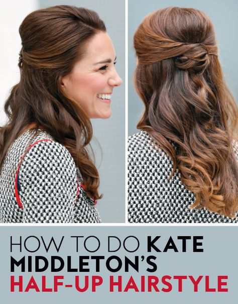 Here's how to master #KateMiddleton's timeless half-up hairstyle. #royals #royalfamily #duchessofcambridge #katemiddletonhair #halfuphairstyles #easyhairstyles #hairideas Royal Hairstyles, Düşes Kate, Kate Middleton Hair, Half Up Wedding Hair, Wedding Hair Up, Best Wedding Hairstyles, Half Up Hair, Peinados Faciles, Curly Hair Styles Naturally