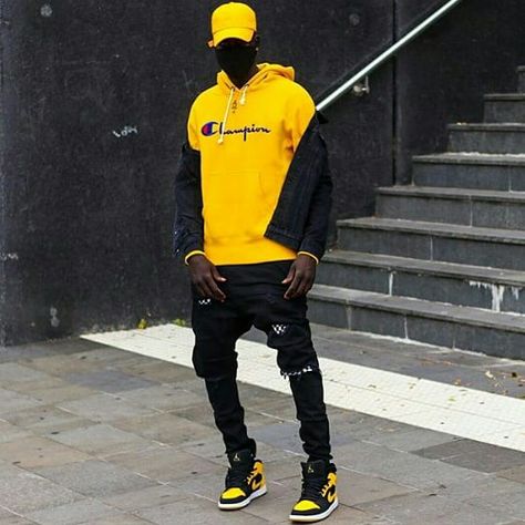 Follow me for more pins of street wear style hype 😃😎  | Champion | Nike (Air Jordan 1) Instagram: @not_so_basic.official Jordan 1 Taxi Outfit Men, Jordan 1 Blue Outfit, Yellow Jordan Outfit, Air Jordan 1 Outfit Men Fashion Styles, Air Jordan Outfits Men, Jordan 5 Outfit, Jordan 1 Outfit Men, Jordans Outfit For Men, Air Jordan Outfit