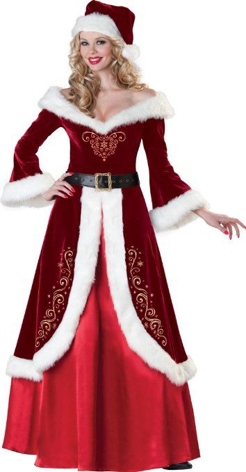 Mrs. Claus Costume is perfect for Christmas morning or for Christmas parties!  After all, why should Santa get to have all of the fun. Mrs Santa Claus Costume, Mrs Claus Outfit, Santa Claus Costume, Santa Dress, Santa Costume, Santa Outfit, Holiday Costumes, Santa Suits, Red Party