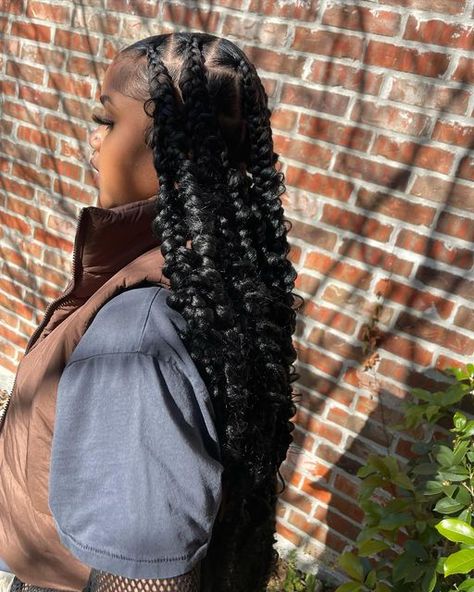 Jumbo Box Braids Half Up Half Down, Fluffed Out Braids, Large Passion Braids, Jumbo Knotless Passion Braids, Jumbo Mermaid Braids, Jumbo Passion Twists With Curls, Goddess Jumbo Braids, Jumbo Knotless Braids With Curly Ends, Boho Jumbo Knotless Braids