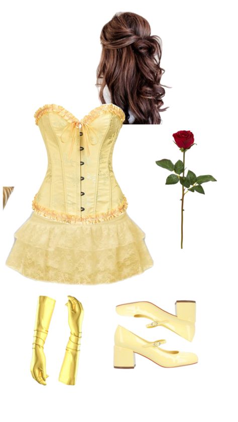 Beast and the beauty costume, Belle costume, princess costume, Disney costume, Halloween costume idea Belle Costume Hair, Cute Disney Princess Halloween Costumes, Belle Corset Costume, Beauty And The Beast Outfit Ideas, Belle And Beast Costume, Beauty And The Beast Costume Ideas, Belle Costume Women, Belle Disney Costume, Belle Costume Ideas