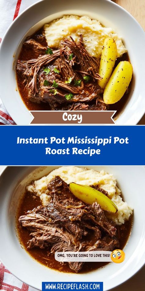 Looking for a mouthwatering meal that cooks quickly and easily? Our Instant Pot Mississippi Pot Roast Recipe is a game-changer for busy weeknights! Enjoy tender, flavorful meat with minimal effort. Save this recipe for your next family dinner and make mealtime a breeze with these delicious Instapot recipes. Instant Pot Mississippi Pot Roast, Mississippi Pot Roast Recipe, Instant Pot Pot Roast, Mississippi Pot, Mississippi Roast, Au Jus Gravy, Pot Roast Recipe, Beef Pot Roast, Corned Beef Recipes