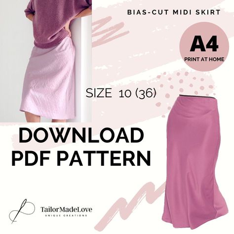 Skirt Diy, Bias Cut Skirt, Diy Skirt, Diy Sewing Pattern, Skirt Patterns Sewing, Sewing Skirts, Easy Sewing Patterns, Diy Sewing Clothes, Sewing Pattern Sizes