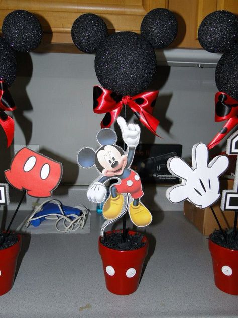 Doodles Birthday, Mickeys Christmas Party, Mickey Mouse Centerpieces, Diy Mickey Mouse, Mickey Mouse Birthday Theme, Mickey Mouse Centerpiece, Mickey Mouse Birthday Decorations, Mickey 1st Birthdays, Mickey Mouse Themed Birthday Party