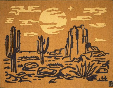 Dibujo Simple, Western Artwork, Desert Scene, Western Landscape, Fallout New Vegas, Desert Art, Cowboy Art, Southwest Art, Western Design