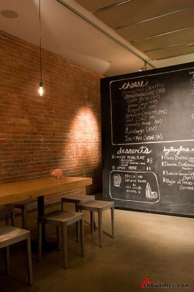 brick and chalk wall! Industrial Bakery, Pizzeria Design, Chalkboard Wall Bedroom, Brick Room, Gastown Vancouver, Bar Space, Local Pizza, Beer Food, Rustic Loft