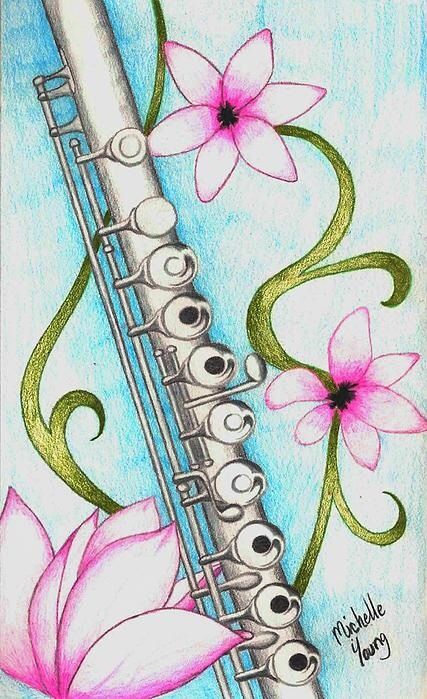 Flute Art, Flute Tattoo, Flute Drawing, Piano Wallpaper, Band Instruments, Flute Design, Band Nerd, Music Drawings, Flute Music