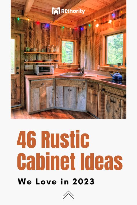 Unique Kitchen Cabinets Diy, Rustic Chic Cabin Decor, Diy Farmhouse Cabinets, Diy Kitchen Cabinet Ideas, Rustic Kitchen Cupboards, Rustic Hardware For Cabinets, Rustic Kitchen Walls, Country Cabinets Farmhouse Style, Rustic Painted Kitchen Cabinets