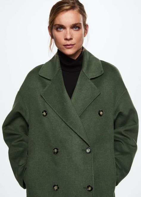 Oversize Coats For Women, Long Wool Coat Outfit, Oversized Coat Outfit, Oversized Winter Coat, Mantel Outfit, Mango Coats, Womens Outerwear, Khaki Coat, Oversized Wool Coat