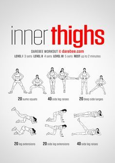 Inner Thighs Workout Darebee Workout, Workout Morning, Motivație Fitness, Inner Thigh Workout, Latihan Yoga, Trening Fitness, Thigh Exercises, Inner Thigh, Body Fitness