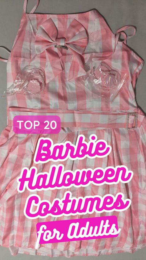 Top 20 Barbie Halloween Costumes for Adults Malibu Barbie Costume Ideas Women, Funny Barbie Costumes, Ken And Barbie Halloween, Weird Barbie Costume, Barbie Custome Ideas Halloween, Barbie Vs Ken Spirit Week, Ken And Barbie Costume, Barbie Trunk Or Treat, Different Barbies