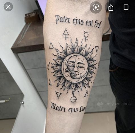 Sun And Moon Tattoo Designs, Sun And Moon Tattoos, Sun And Moon Tattoo, Moon Tattoos, Moon Tattoo Designs, Sun Tattoos, Detailed Tattoo, Calf Tattoo, Matching Tattoo