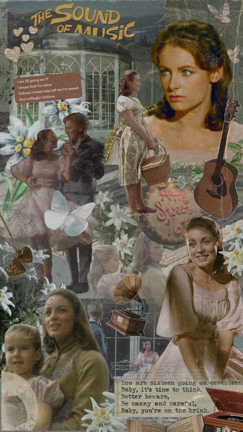 Liesl von Trapp ♫ 16 Going On 17 Liesl Von Trapp Aesthetic, Liesl Von Trapp, 16 Going On 17, Liesl Sound Of Music, Sound Of Music Movie, 1960s Movies, Movie Collage, Mashup Music, The Sound Of Music