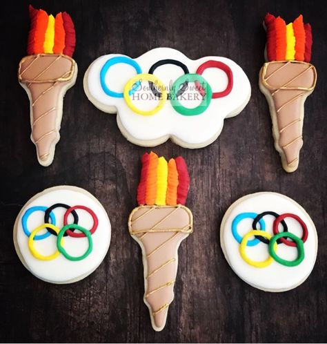 Olympics Cookies! Patriotic Cookies, Cookie Time, Special Olympics, Sweet Cookies, Creative Cookies, Home Bakery, Cookie Ideas, Sugar Cookies Decorated, Olympic Games