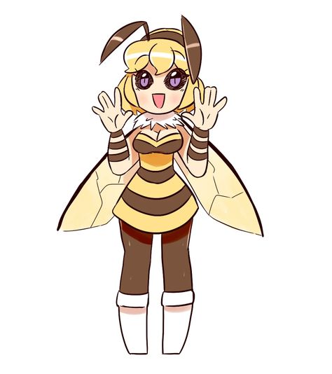 BEE | GoldPixel Wiki | Fandom Human Bee Drawing, Bee Person Character Art, Bee Girl Character Design, Bee Oc Drawing, Bee Fursona, Bee Anime, Bee Monster, Cute Bee Drawing, Bee Oc