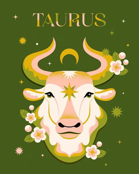 Taurus illustration Taurus Illustration Art, Taurus Drawing, Taurus Illustration, Taurus Art, Zodiac Sign Designs, Stage Ideas, Taurus Moon, Adobe Design, Bull Art