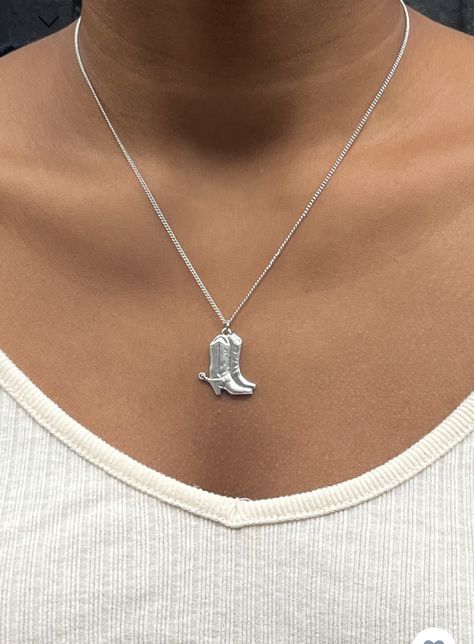 Lobster Clasp, Cowboy Boots, Brandy, Charm Necklace, Diamond Necklace, Full Length, Chain Necklace, Cowboy, Silver Necklace