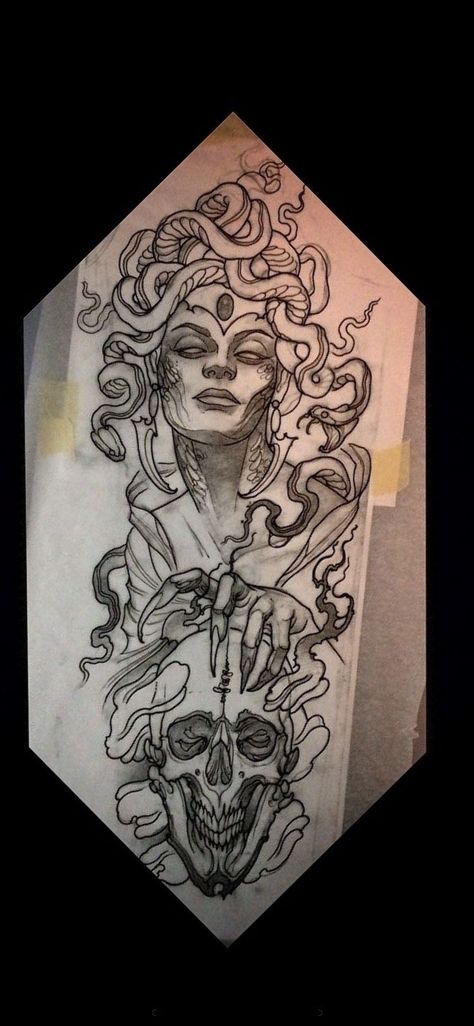 16 Tattoo, Medusa Tattoo Design, Creepy Tattoos, Medusa Tattoo, Tattoo Style Drawings, Minimalist Tattoos, Tattoo Art Drawings, Black Ink Tattoos, Dope Tattoos