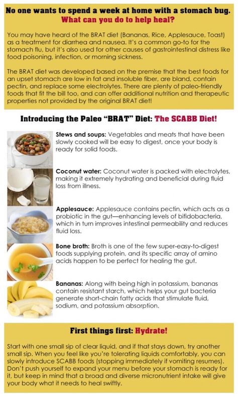 The SCABB diet (the paleo BRAT diet for tummy troubles) Brats Diet For Adults, Brats Diet, Brat Diet Recipes, Brat Diet, Stomach Bug, Paleo Foods, Upset Stomach, Morning Sickness, Diet Foods