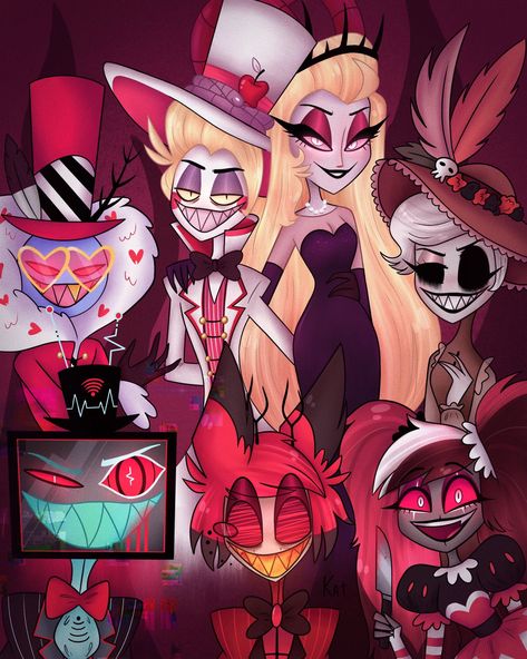 Hazbin Hotel Overlords, Katie Killjoy, Characters As Humans, Hazbin Hotel Characters, Erika Henningsen, Alastor Charlie, Gang Art, Cartoon Angel, Misty Eyes