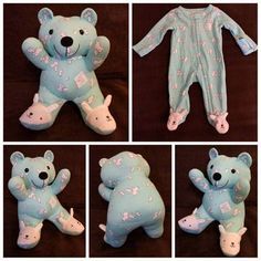 The BEST Memory Bear Keepsakes Keepsake Teddy Bear, Old Baby Clothes, Baby Clothes Quilt, Baby Teddy Bear, Memory Bears, Ideas Clothes, Diy Gifts For Mom, Cool Baby Clothes, Baby Teddy