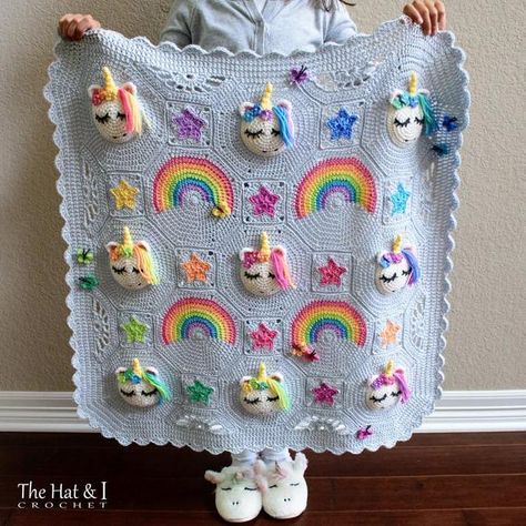 Crochet unicorn blanket