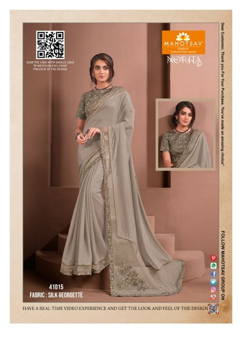 Ask and Order Design: 41015 by Whatsapp (Don’t forget to share design photo) More Details: Price INR (Rs): 2980 + Shipping extraCollection name: Designer Saree NORITA-RAISSA: 41015Details: Mouse Grey Colored Silk georgette Embroidered Saree With Stitched Blouse. Saree Work: Cord and sequins embroidery, value addition net Blouse Fabric: Raw The post Designer Saree NORITA-RAISSA: 41015 appeared first on ArtistryC Online Store + Fashion Magazine. Crepe Party, Thread Work Saree, Brown Saree, Grey Saree, Net Blouses, Raw Silk Saree, Designer Sarees Collection, Crepe Saree, Simple Sarees