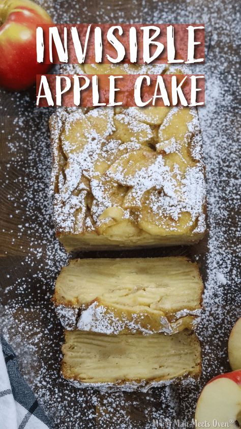 via @manmeetsoven Balzano Apple Cake, German Apple Cake Recipe Easy, Bolzano Apple Cake, Cinnamon Sugar Apple Cake, Invisible Apple Cake In A Loaf Pan, Invisible Apple Cake Recipe, Invisible Apple Cake, Easy Apple Cake With Fresh Apples, One Bowl Apple Cake