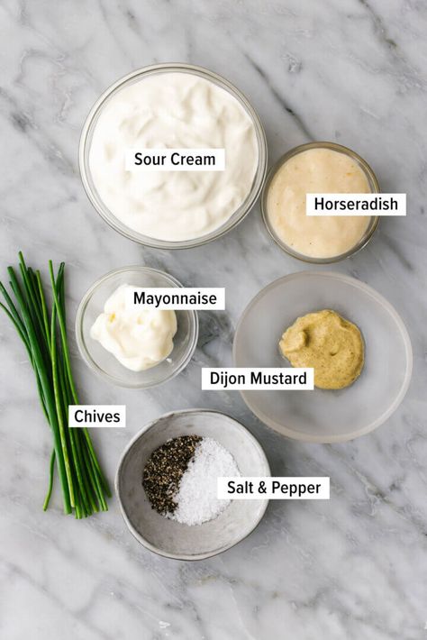 The best homemade horseradish sauce for prime rib, steak, beef tenderloin (and other succulent meats) for the holidays! This ought to be part of your Christmas dinner. #primeribsauce #beeftenderloinsauce Aioli For Fries, Horse Radish Sauce For Prime Rib, Horseradish Sauce For Steak, Horseradish Sauce For Prime Rib, Sauce For Prime Rib, Homemade Horseradish Sauce, Fries Dip, Horseradish Sauce Recipe, Prime Rib Sauce