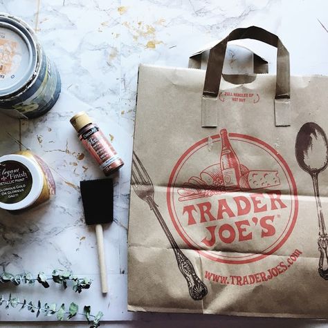 4 Steps to Up-cyle a Trader Joe’s Bag to a Trendy Paper Storage Bag Small Paper Bags, Paper Bag Crafts, New Paper, Paper News, Present Wrapping, Paper Storage, Cookie Box, Trader Joe’s, Trader Joe