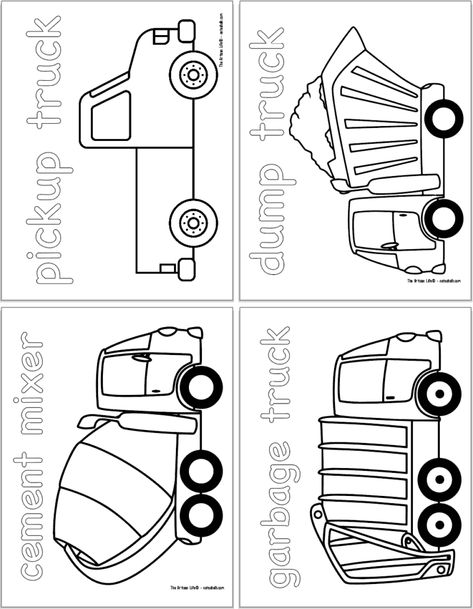 Construction Trucks Printable Coloring Pages, Trucks Preschool Activities, Preschool Art Transportation, T Is For Transportation, Vehicle Templates Free Printable, Construction Truck Coloring Pages, Transportation Coloring Pages Free, Construction Vehicle Crafts Preschool, Vehicle Printables Free