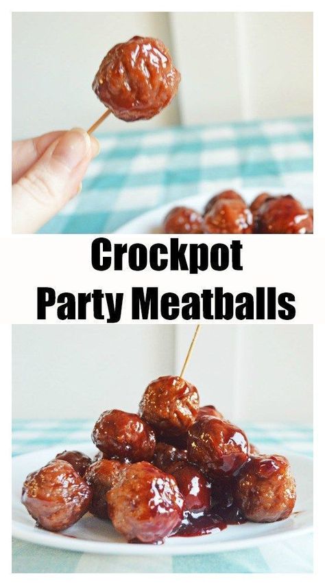 Crockpot Party Meatballs - #appetizers #appetizer Meatball Appetizers For Party, Crockpot Party Meatballs, Crockpot Italian Meatballs, Meatballs Crock Pot, Crockpot Party, Meatball Appetizers, Meatballs Appetizer, Party Food Meatballs, Party Meatballs