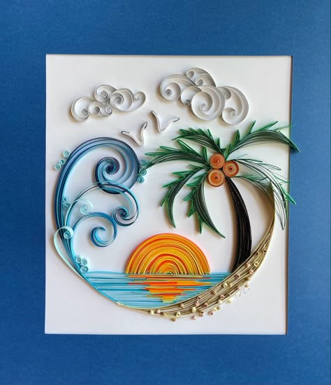 Quilling Scenery, Quilling Scenery Paper Art, Paper Quilling Beach Scene, Paper Quilling Waves, Paper Quilling Sail Boat, Paper Quilling Mermaid, Quiling Paper Art, Barney Fife, Permanent Vacation