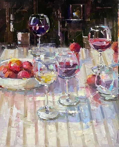 After Dinner by Michele Usibelli, Oil, 20 x 16 Dinner Table Painting, Table Painting, Salon Art, Art Painting Gallery, Art Competitions, Coral And Gold, National Art, Impressionist Paintings, Impressionist Art