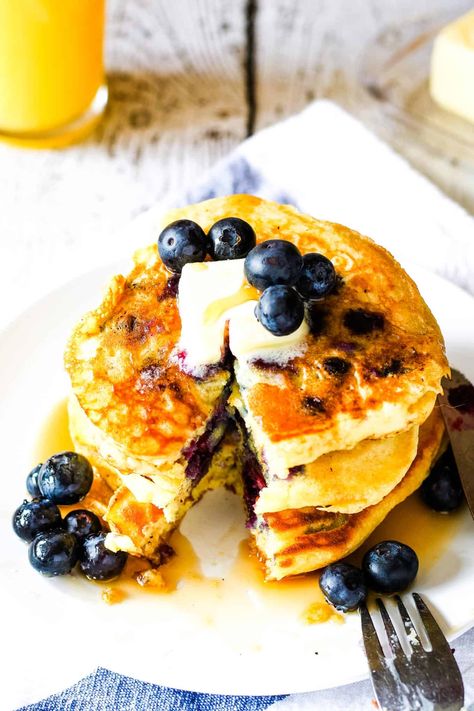 Orange Pancakes, Blueberry Protein Pancakes, Fluffy Buttermilk Pancakes, Blueberry Orange, Blueberry Pancakes Recipe, Buttermilk Pancakes Fluffy, Gluten Free Protein, How To Make Pancakes, Blueberry Pancakes