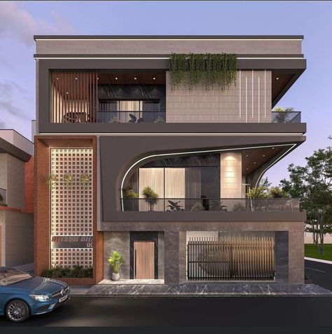 Luxurious Bungalow Exterior, Bunglow Elevation Modern, 2 Storey Modern House, G+1 House Elevation Indian, Residence Elevation, House Structure Design, Exterior Elevation, House Architecture Styles, House Outer Design