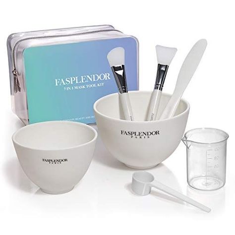 DIY Face Mask Brush Mixing Set with Facial Mask Bowl Spatula Measuring Cup Spoon, 7 IN 1 SPA Face Mask Applicators with Stylish Makeup Bag Spa Face Mask, Diy Clay Mask, Silicone Face Mask, Mask Bowl, Diy Facial Mask, Face Mask Brush, Clear Toiletry Bag, Mask Brush, Stylish Makeup