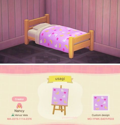 Animal Crossing New Horizon on Instagram: “Sailor Moon Usagi’s bedsheets design! 🌒 . . 🦋 Follow @animalcrossingoutfits for more! 🦋 . . . Designer: Nancy” Sailor Moon Animal Crossing Design, Animal Crossing Pajamas Design, Sailor Moon Acnh Codes, Acnh Sailor Moon Design, Acnh Bedding Design Codes, Animal Crossing Bed Design, Acnh Sailor Moon, Animal Crossing Sailor Moon, Acnh Construction