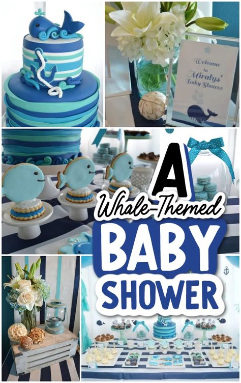 Whale Baby Shower Theme, Whale Cookies, Whale Theme, Whale Decor, Its A Boy Banner, Chocolate Raspberry Cake, Mini Chalkboards, Cake Kit, Kids Favors